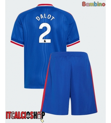 Manchester United Diogo Dalot #2 Seconda Maglia Bambino 2026-27 Manica Corta (+ Pantaloni corti)
